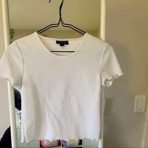 Top shop plain ruffled white tee